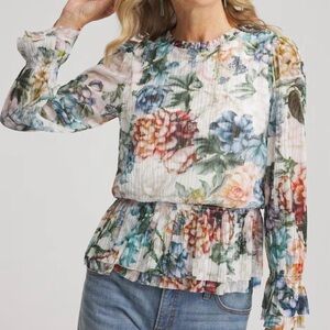 Rose Print Crinkle Top Size 0.
